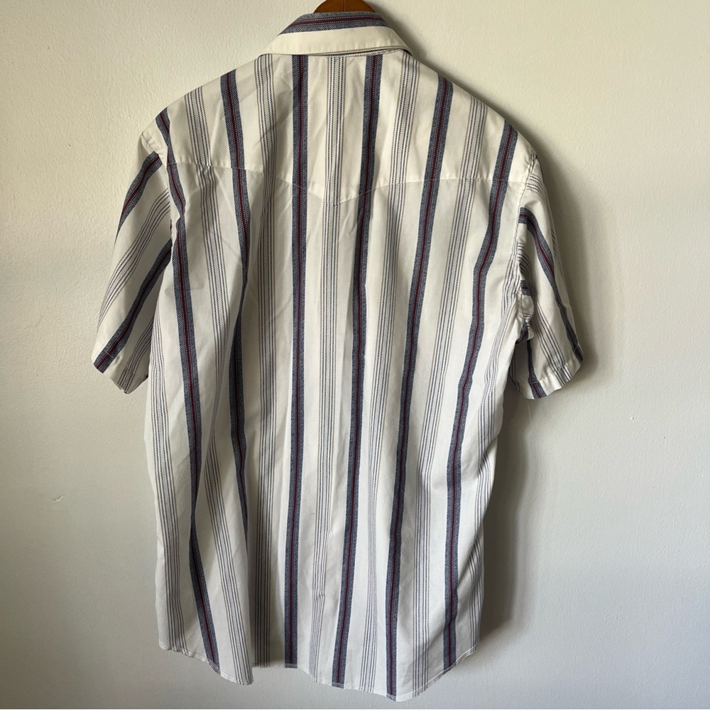 Vintage Wrangler X Long Tails Pearl Snap Button Striped Short sleeve 2 pocket 16 - Picture 7 of 9